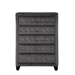 Pemberly Row Crystal Tufted Chest Finished With Wood Gray. Fixed Price $706.92.