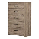 Pemberly Row Farmhouse 5-DRAWER Wood Chest Storage In Weathered Oak. Fixed Price $231.00.