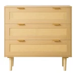 Vevor 3 Drawer Rattan Dresser, Modern Closet For Bedroom, Natural. Fixed Price $131.18.