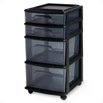 Drawer Tower 4 Tier Clear Plastic Storage Organizer Cart Rolling Wheels Homz. Fixed Price $74.99.