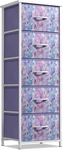 Kids Fabric Dresser 5 Drawer Storage Tower In Tie-dye Purple With Steel Frame. Fixed Price $89.99.