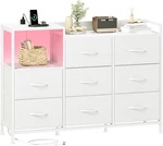 Stylish White 8-DRAWER Dresser & Fabric Night Stand For Bedroom Storage. Fixed Price $149.99.