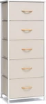 Vertical Dresser Storage Tower - Sturdy Steel Frame, Wood Top, Easy Pull Fabric. Fixed Price $100.99.
