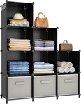 Homidec 9 Cube Storage Organizer Black Portable Closet Clothes Shelf. Fixed Price $34.79.