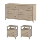 Pemberly Row Bedroom Set 3-PIECE Of 6-DRAWER Dresser & 2-DRAWER Nightstands. Fixed Price $2706.29.