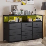 55" 10-DRAWER Dresser With Led Lights & Power Outlets For Tv Storage (black). Fixed Price $198.99.