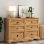 Corona Chest Of Drawers 6 Low 3+3 Wide Sideboard Solid Pine Wooden. Fixed Price $190.29.