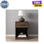 Mainstays Ardent Nightstand, 1 Drawer Bedside Table, Dark Walnut, Storage Shelf. Fixed Price $66.99.