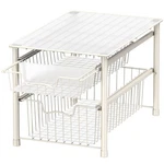 Stackable Sliding Basket Organizer Drawer, White, 2-TIER. Fixed Price $43.59.