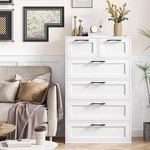 Sleek 6-DRAWER White Dresser For Stylish Living Room & Entryway Storage. Fixed Price $233.99.