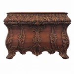 Maitland Smith Carved Bombe Chest Mahogany Ornate Acanthus Removable Tray 12". Fixed Price $698.00.