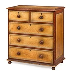 Circa 1850S English Grain-painted Antique Chest Of Drawers Dresser. Fixed Price $1875.00.