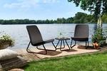 Dark Grey 3 Piece Patio Set Resin Wicker, Furniture W/ Side Table And Chairs. Fixed Price $379.98.