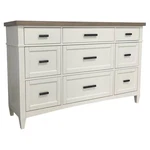 Pemberly Row Contemporary 68"W Bedroom 9 Drawer Dresser In White. Fixed Price $1060.28.