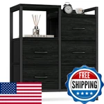 Furnulem 5 Drawer Black Dressers For Bedroom 2 Tier Shelf Storage Small Fabric. Fixed Price $104.46.