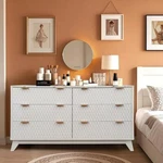 54-INCH Modern Chest Of Drawers 6 Dresser With Faux Marble Top For Home. Fixed Price $279.99.