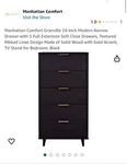 Black- Tall Dresser (chest Of Drawers) Manhattan Comfort. Fixed Price $180.00.
