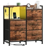Somdot Nightstand With Charging Station Led Light, Wide 5 Drawers Dresser.... Fixed Price $82.75.