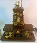 Vtg Lamp Folk Rock Stone Hearth Fireplace Cabin Lodge Lake Log Home. Fixed Price $155.00.