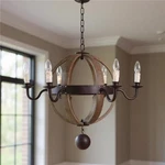 Homeroots 635746 Brown & Black Wood Metal Sphere Light Dimmable Chandelier. Fixed Price $378.74.