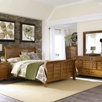 Liberty Furniture Grandpa's Cabin King Sleigh Bed Dresser & Mirror Chest Ns. Fixed Price $3329.99.