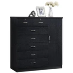 Pemberly Row Contemporary 7 Wood Chest With 2 Locking Drawers Black. Fixed Price $393.41.
