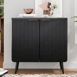 Wood Fluted Sideboard With 2 Doors, Modern Buffet Cabinet Shelves, Multi.... Fixed Price $108.95.