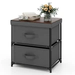 Giantex Nightstand With 2 Fabric Drawers, Small Storage Dresser Metal Fr.... Fixed Price $45.41.
