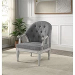 Acme Furniture Florian Button Tufted Fabric & Wood Chair In Gray/antique White. Fixed Price $525.70.