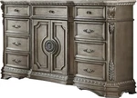 Acme Northville 9-DRAWER Dresser, Antique Champagne Finish & Shaped Wooden Top. Fixed Price $200.00.