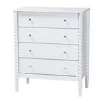 Baxton Studio Lucera Mid-century White Bobbin Wood 4-DRAWER Chest. Fixed Price $351.82.