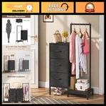 Aflui Dresser For Bedroom With Hanging Rack, 3 Drawers - Bla. Fixed Price $75.99.