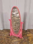 Barbie Furniture, Pink Oval Full Length Mirror With Floral Stickers. Fixed Price $10.00.