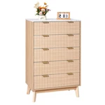 Vevor 5 Fluted Dresser Wooden Chest Of Drawers Sliding Anti-tip Device. Fixed Price $321.68.