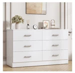 Winkalon 6 Drawer White Double Dresser, Wood Storage Cabinet. Fixed Price $189.95.