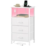 Somdot White Nightstand With Charging Station Led Light For Bedroom, Tall.... Fixed Price $58.80.