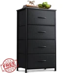 Aodk Dresser, 4 Drawer Fabric Chest, Black, Steel Frame, Bedroom Storage. Fixed Price $69.99.