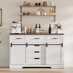Rustic Farmhouse 6-DRAWER Dresser With Sliding Barn Doors White Wood Organizer. Fixed Price $300.99.