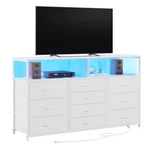 Unionly 55W 10-DRAWERS Dresser With 2 Open Storage Shelves, Tv Stand .... Fixed Price $177.99.