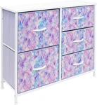 Sorbus 5 Drawer Dresser Tie-dye Purple Fabric Storage Chest Nursery Nightstand. Fixed Price $140.00.