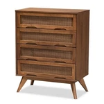 Baxton Studio Barrett Brown Finished Wood And Synthetic Rattan 4-DRAWER Chest. Fixed Price $368.17.