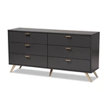 Bowery Hill Dark Grey And Gold Finished Wood 6-DRAWER Dresser. Fixed Price $289.99.