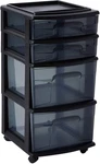 4-TIER Rolling Drawer Tower Clear Plastic Organizer Cart With Wheels. Fixed Price $80.99.