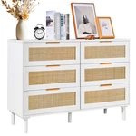 Uimoso Rattan Dresser Natural Closet 6 Drawers For Bedroom. Fixed Price $179.99.