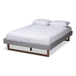 Baxton Studio Liliya Mid-century Wood And Fabric Full Platform Bed In Light Gray. Fixed Price $201.99.