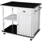 Bowery Hill Transitional Wooden Kitchen Cart In White And Black. Fixed Price $398.87.