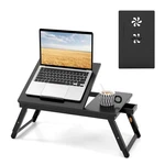 Costway Bamboo Laptop Desk Adjustable Folding Bed Tray W/drawer Heat Dissipation. Fixed Price $39.99.