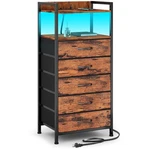 Furnulem 5 Drawer Dresser For Bedroom, Tall Nightstand With Led Light Cha.... Fixed Price $74.67.