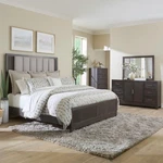 Liberty Furniture Modern Edge Queen Upholstered Bed Dresser Mirror Chest. Fixed Price $2069.99.