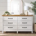 Better Homes & Gardens 6 Drawer Farmhouse Dresser Alabaster Wood Storage Chest. Fixed Price $239.83.